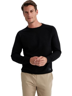 Odea Defacto Regular Fit Basic Dokuma Etiketli Sweatshirt Siyah S
