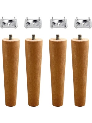 Odea 4'lü Set Ahşap 15 cm Mobilya Koltuk Kanepe Sehpa Masa Ayağı Ayakları M8 Civatalı Bağlantı Aparatlı