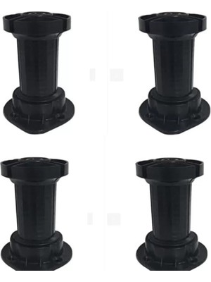 Odea Ayarlı Beyaz Baza Ayağı Siyah 10/15 cm 4 Adet