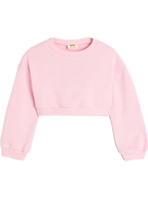 Odea Koton Bisiklet Yaka Uzun Kollu Basic Crop Sweatshirt