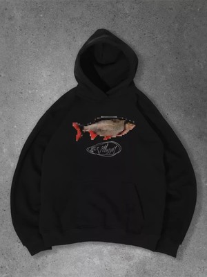 Odea Tarzsokak Unisex Pixel Fish Sweatshirt Siyah, SIYAH-301, M