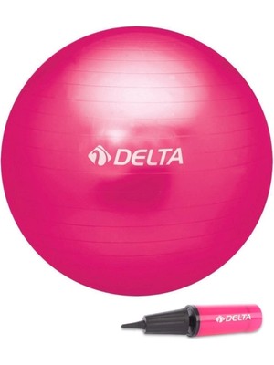 Odea Delta Elite Pilates Egzersiz Topu ve Top Pompası, Fuşya, 65 cm