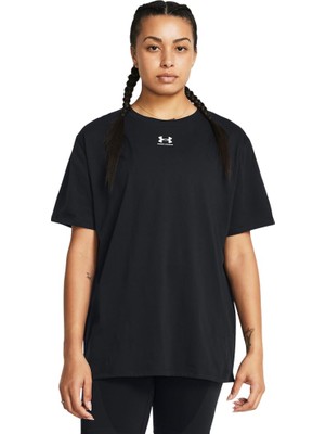 Odea Under Armour Campus Oversize Ss Kadın T-Shirt Black / / White Sm