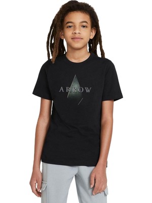 Odea Qivi Unisex Çocuk Siyah Arrow Logo Baskılı Sweatshirt SFK0934-COCTS, 9-10 Yaş