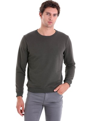 Odea Hatemoğlu Regular Fit Düz Pamuklu Bisiklet Yaka Sweatshirt
