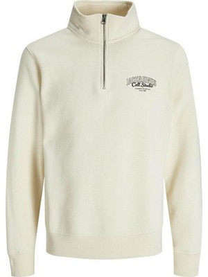 Odea Jack&jones Makoto Half Zip Erkek Ekru Dik Yaka Sweatshirt, S