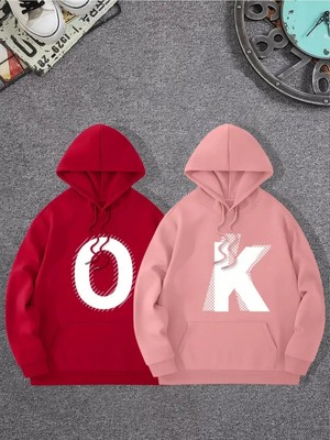 Odea Tarzsokak Renkli Kapşonlu Sweatshirt Çift Sevgili Kombinleri Couple Clothing, RENKLI-K15, M