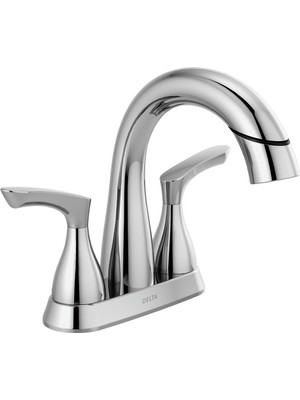 Odea Delta Faucet Aşağı Çekin Banyo Bataryası Krom, Banyo Çekme Musluğu, Aşağı Çekmeli Püskürtücülü Banyo Lavabo Bataryası, Manyetik Yerleştirmeli Merkezli Banyo Bataryası, Krom 25765LF-PD