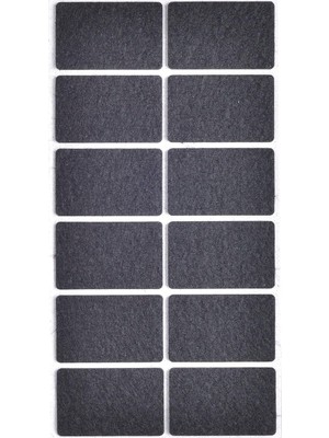 Odea Siyah Keçe 12 Adet 3,5 x 5,5 cm Dikdörtgen Yapışkanlı Sandalye, Masa, Koltuk Altı Parke Koruma