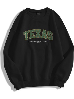Odea Tarzsokak Unisex Texas Bisiklet Yaka Sweatshirt Siyah, SIYAH-589, L
