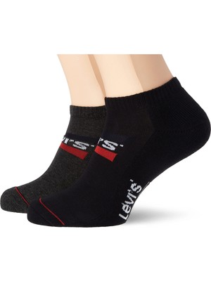 Odea Levi's Üniseks Spor Logolu Spor Ayakkabı (2'li Paket), Gri (Mid Gre)/siyah, 35-38 Eu