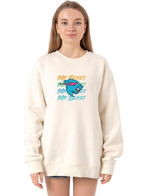 Odea Tshirthane Mr Beast Lettern Ekru Kadın 2ip Sweatshirt P19155S8641, S