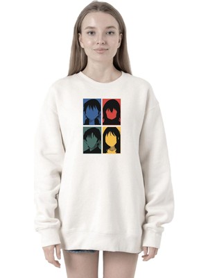 Odea Tshirthane Erased Anime All Main Character Minimal Colorful Art Beyaz Kadın 2ip Sweatshirt P21011S5157, S