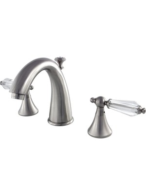 Odea Kingston Brass KS2978WLL Wilshire Geniş Geniş Lavabo Musluğu, Kristal Kol Saplı, Fırçalanmış Nikel, 12,7 cm Musluk Erişimi