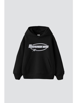 Odea Tarzsokak Reverse Taş Baskılı Oversize Unisex Siyah, SIYAH-146, Xl