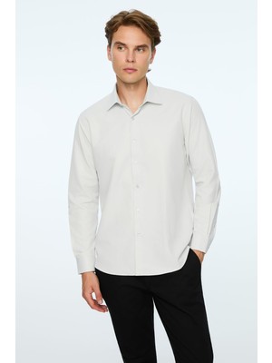 Odea Morven Erkek Taş Düz Slim Fit Sert Yaka Gömlek