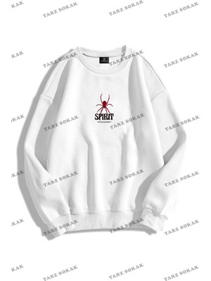 Odea Tarzsokak Y2K Unisex Spirit Bisiklet Yaka Sweatshirt Kod 1838 Beyaz, BEYAZ-385, Xl