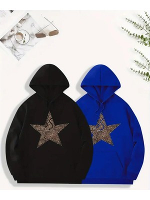 Odea Tarzsokak Renkli Kapşonlu Sweatshirt Çift Sevgili Kombinleri Couple Clothing, RENKLI-K70, M