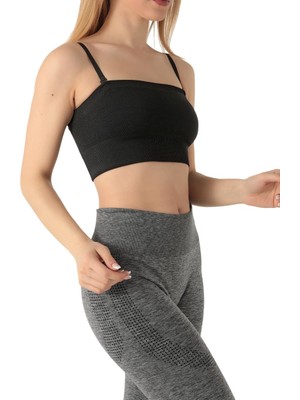 Odea Doremi Seamless Straplez Spor Sütyen Siyah S-M