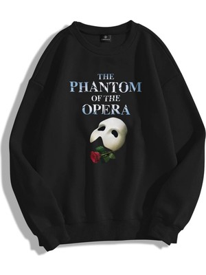 Odea Tarzsokak Unisex Phantom Of The Opera Bisiklet Yaka Sweatshirt Siyah, SIYAH-557, L