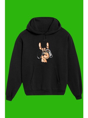 Odea Tarzsokak Unisex Siyah Gamer Baskılı Sweatshirt, Siyah, Xl