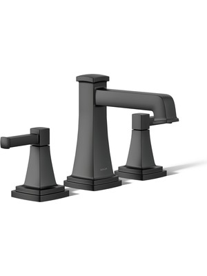 Odea Kohler 27399-4-BL Riff Yaygın Banyo Lavabo Bataryası, Clicker Drenajlı 3 Delikli Banyo Bataryaları, 1.2 Gpm, Mat Siyah