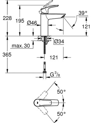 Odea Eurosmart Tek Kumandalı Lavabo Bataryası M-Boyut 23324003
