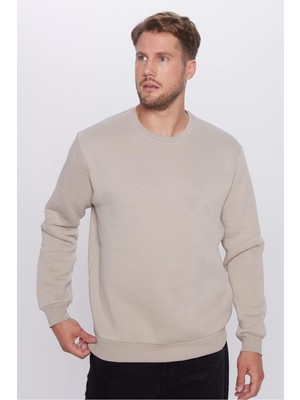 Odea Tudors Relax Fit Pamuklu Içi Polarlı Basic Bisiklet Yaka Sweatshirt, 3xl, SW220005-000, Gri1, Erkek