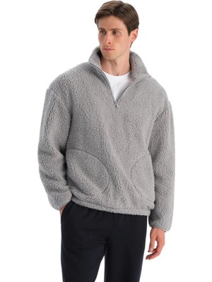Odea Dagi Erkek Yarım Fermuarli Sweatshirt Açık Gri, 323, M