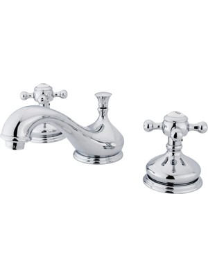 Odea KS1161BX Vintage Widespread Lavatory Faucet With Metal Cross Handle, Polished Chrome