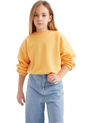 Odea Defacto Kız Çocuk Regular Fit Bisiklet Yaka Sweatshirt