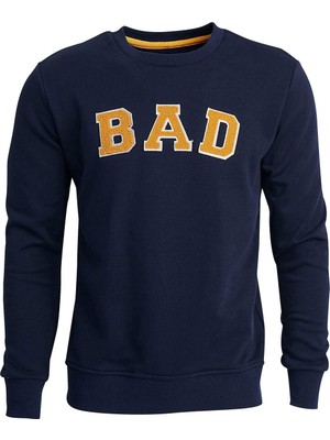 Odea Bad Bear Bisiklet Yaka Uzun Kollu Nakışlı Lacivert Erkek Sweatshirt 2xl