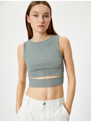 Odea Koton Pencere Detaylı Kısa Atlet Slim Fit Bisiklet Yaka