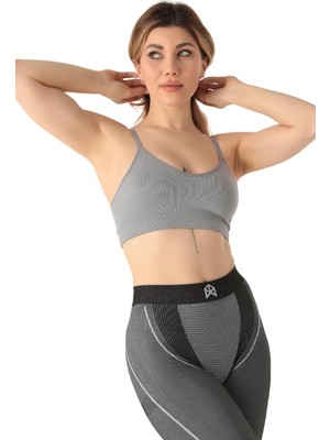 Odea Doremi Dikişsiz Örme Kapsız Spor Sütyeni Grey M-L