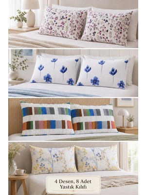 Formeya 8'li Desenli Yastık Kılıfı Seti 50X70 cm – 4 Farklı Desen, Her Desenden 2 Adet