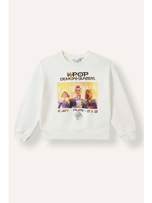 DeFacto Kpop - Demon Hunters Relax Fit Baskılı Bisiklet Yaka Sweatshirt Kız Çocuk I3552A826AU