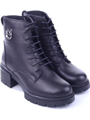 Castle Black 27361-1 Hakiki Deri Günlük Rahat Taban Kadın Postal Bot