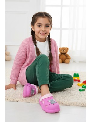 Gezer 16204 Kız Çocuk Kışlık Eva Peluşlu Ev Bahçe Kreş Terlik Sandalet