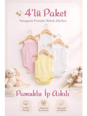 Lupi 4 Parça Kız Bebek Pamuklu Ip Askılı Çıtçıtlı Atlet