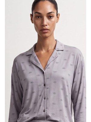 Hays Kadın Viskoz Uzun Kollu Gömlek Pijama Üstü