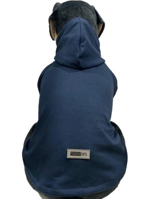 Esranın Dünyası Monopetz Kapişonlu Sweatshirt Köpek ve Kedi Kıyafeti - Düz Lacivert Xl Beden