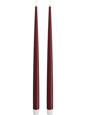 Esranın Dünyası Deluxe Homeart 2'li Bordo Rengi LED Mum 38 cm - De RF-K-0010