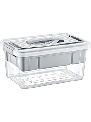 Esranın Dünyası Orret Home Bölmeli ve Katlı Plastik Organizer Makyaj Düzenleyici – Kilitli Takım Sandığı Organizer Kutu, Taşıma Kulplu Çok Amaçlı Düzenleyici, Katlı Saklama Kutusu (Asorti Renk) (9 Litre)