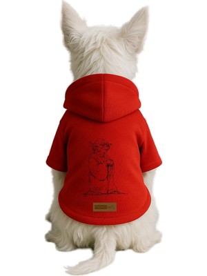 Esranın Dünyası Monopetz Baskılı Içi Polarlı Köpek ve Kedi Kıyafeti & Elbisesi - Kırmızı Renk Kapüşonlu Hoodie BA719, 6xl