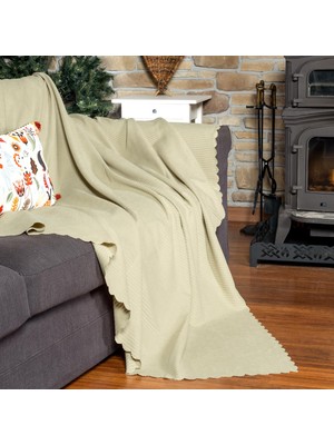Esranın Dünyası Latuda Home Mikrofiber Şönil Fitilli Minimalist Koltuk Örtüsü - 175X215 Cm, Çift Taraflı, Kaymaz, Terletmez,krem