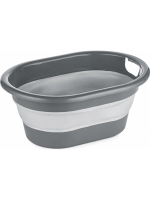 Esranın Dünyası Jaova Katlanabilir Çamaşır Sepeti 18 Litre Gri – Yer Tasarruflu Katlanır Plastik Sepet, Taşıma Kulplu Banyo Çamaşır Kamp Karavan ve Ev Düzenleme Sepeti