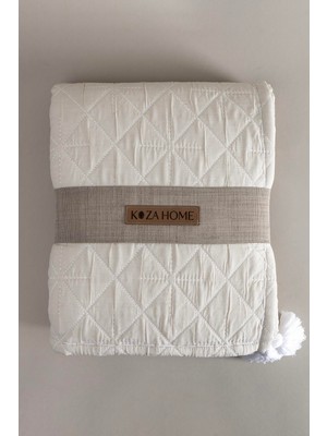Esranın Dünyası Koza Home Stella Krem Çift Kişilik Baklava Desenli Yatak Örtüsü 230X250 2 Yastık 50X70 5028