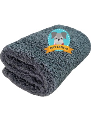 Esranın Dünyası Beylini Kedi Köpek Battaniyesi Premium Peluş Evcil Hayvan Uyku Battaniyesi Yıkanabilir Gri (80X100)
