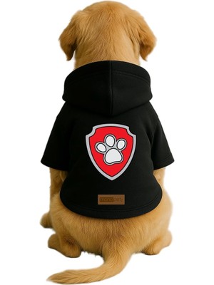 Esranın Dünyası Monopetz Baskılı Içi Polarlı Köpek ve Kedi Kıyafeti & Elbisesi - Siyah Renk Kapüşonlu Hoodie BDD64 5xl
