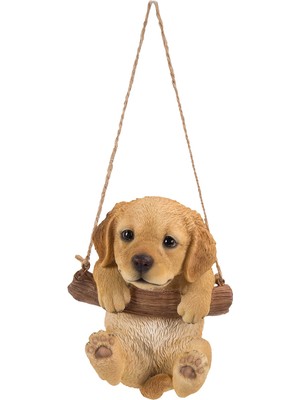 Esranın Dünyası Hi-Line Gift Ltd Hi Line 87704-I Asılı Golden Retriever Köpek Yavrusu Dış Mekan Heykelcik, Taba Kahverengi